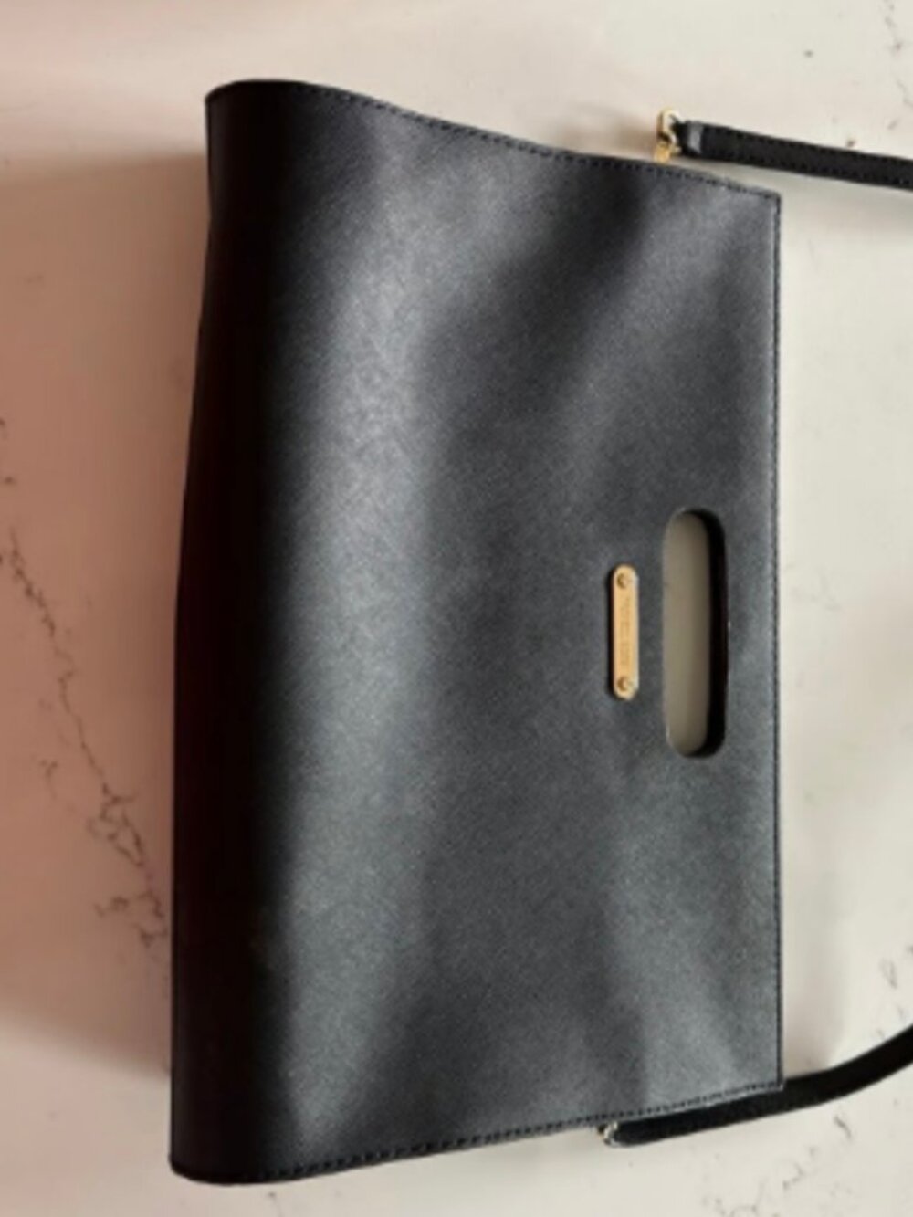 Michael Kors Black Saffiano Leather Berkley Cutout Handle Convertible Shoulder B